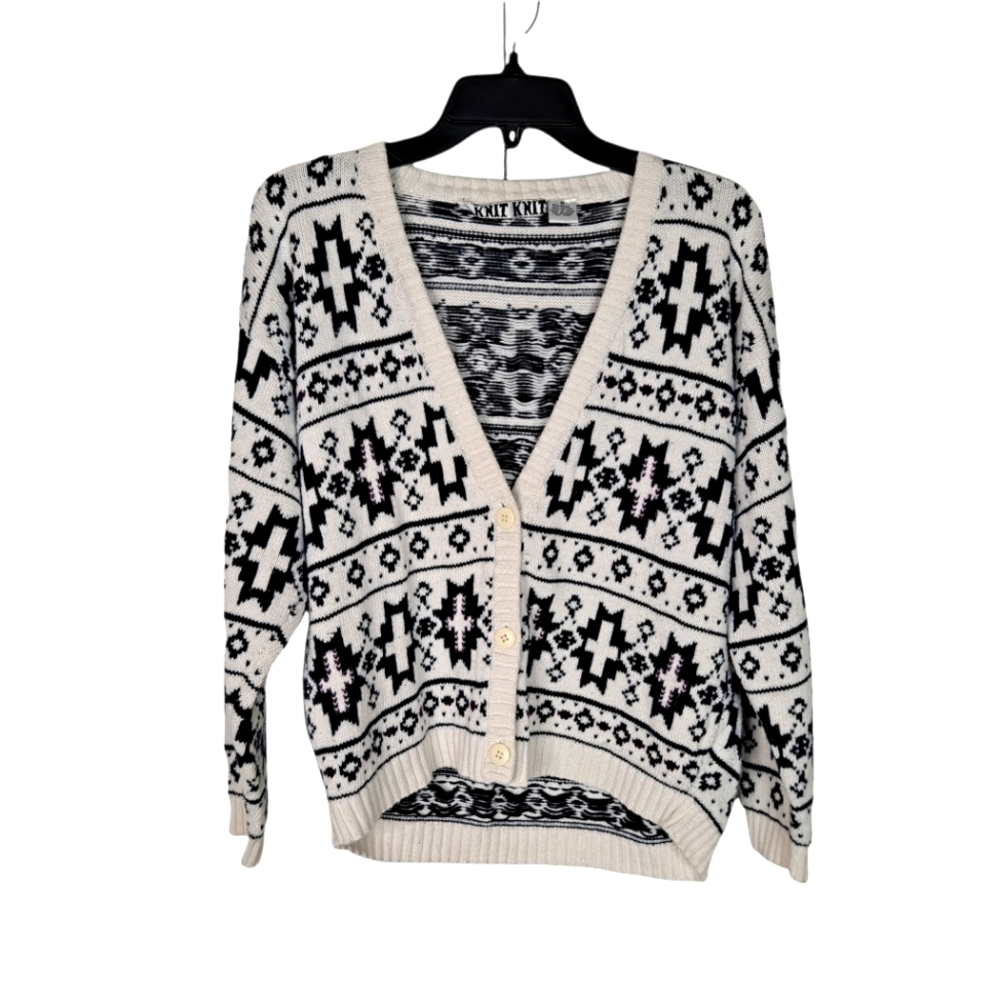 Knit Knit Fair Isle Button Front Cardigan Size Medium